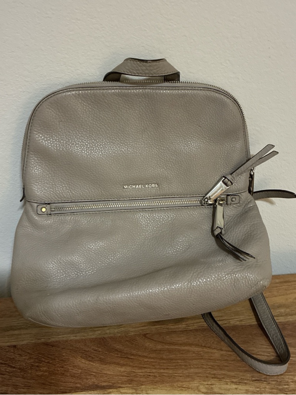 Michael Kors Taupe Leather Backpack